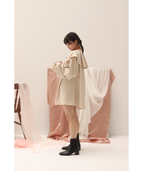 MUGUET rose frill mini op ローズ ワンピース ホワイト muguet（ミュゲ）の「big frill mini op（ワンピース）」 - WEAR
