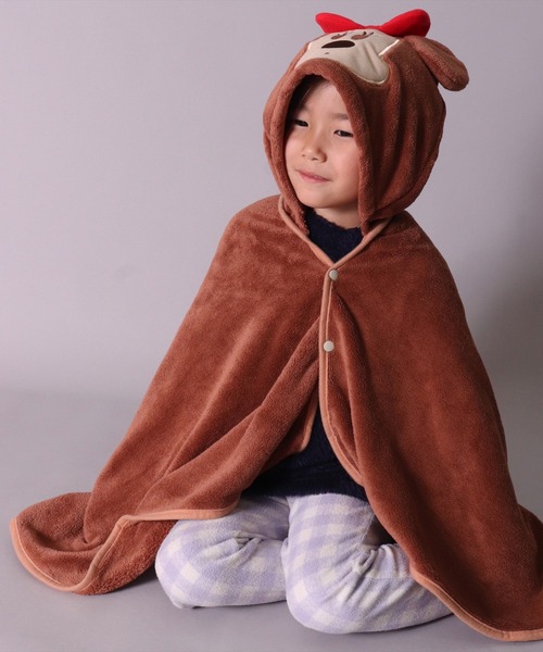 BAYBLO（ベイブロ）の「(SK)吸水速乾 マイクロファイバー ふんわり フード付き バス ポンチョ（タオル・キッズ・ベージュ系その他2/ホワイト系その他/パープル系その他/ホワイト系その他2/ピンク系その他/ブラウン系その他/ブラウン系その他2/ブルー系その他/ベージュ系その他/イエロー系その他/ピンク系その他2/パープル系その他2/イエロー系その他2/ホワイト系その他3/スカイブルー系/ピンク系/ホワイト系/ライラック系・ONE SIZE）」の7枚目の写真