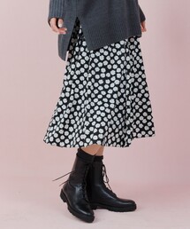 【洗える】スノーフラワープリント スカート