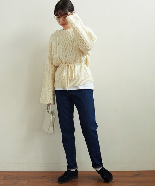 fig Ｌondon（フィグロンドン）の「Shetland  cable  pullover（ニット/セーター・レディース・キナリ/ブラック/ピンク/イエロー・FREE）」の6枚目の写真