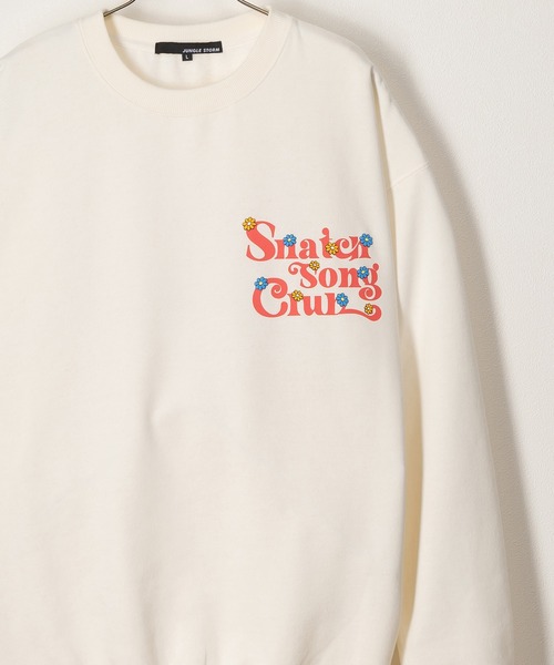 SlashDate(スラッシュデイト)の「フラワーデザイン発泡プリントスウェット/バックプリント/ビッグシルエット/ユニセックス/裏起毛(スウェット・メンズ・パープル系その他/マスタード/ホワイト系その他/ブラック系その他/ブルー/パープル/ブラック/ホワイト・M/L)」の12枚目の写真