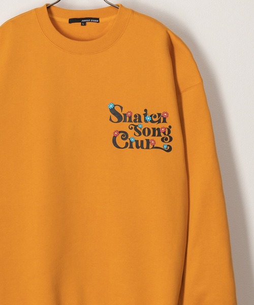SlashDate(スラッシュデイト)の「フラワーデザイン発泡プリントスウェット/バックプリント/ビッグシルエット/ユニセックス/裏起毛(スウェット・メンズ・パープル系その他/マスタード/ホワイト系その他/ブラック系その他/ブルー/パープル/ブラック/ホワイト・M/L)」の14枚目の写真