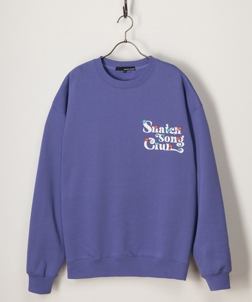 SlashDate(スラッシュデイト)の「フラワーデザイン発泡プリントスウェット/バックプリント/ビッグシルエット/ユニセックス/裏起毛(スウェット・メンズ・パープル系その他/マスタード/ホワイト系その他/ブラック系その他/ブルー/パープル/ブラック/ホワイト・M/L)」の16枚目の写真