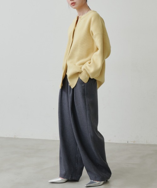 Aunt Marie's(アントマリーズ)の「クルーネックオーバーサイズカラーカーデ(カーディガン/ボレロ・レディース・ライトブルー/イエロー/アイボリー/ピンク/グレー・FREE)」の6枚目の写真