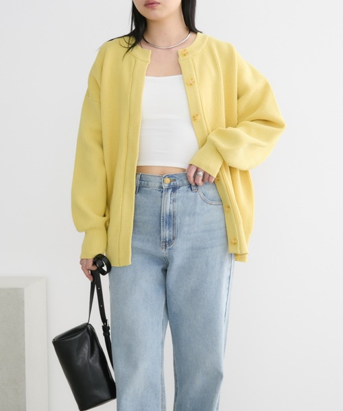 Aunt Marie's(アントマリーズ)の「クルーネックオーバーサイズカラーカーデ(カーディガン/ボレロ・レディース・ライトブルー/イエロー/アイボリー/ピンク/グレー・FREE)」の18枚目の写真