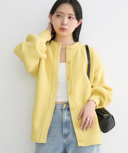 Aunt Marie's(アントマリーズ)の「クルーネックオーバーサイズカラーカーデ(カーディガン/ボレロ・レディース・ライトブルー/イエロー/アイボリー/ピンク/グレー・FREE)」の12枚目の写真