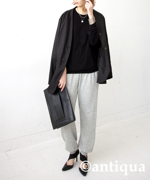 antiqua（アンティカ）の「綿100％生地シンプルニット（ニット/セーター・レディース・グリーン/ブラック/レッド/ダークグレー/ブルー/ライトグリーン/アイボリー・FREE）」の14枚目の写真