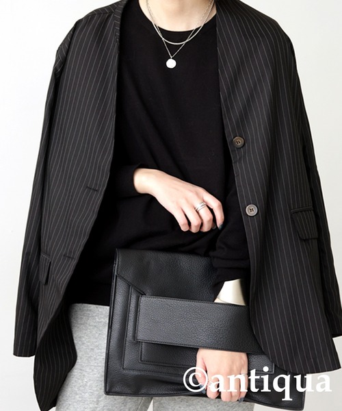 antiqua（アンティカ）の「綿100％生地シンプルニット（ニット/セーター・レディース・グリーン/ブラック/レッド/ダークグレー/ブルー/ライトグリーン/アイボリー・FREE）」の16枚目の写真