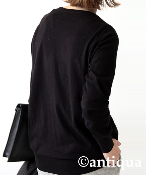 antiqua（アンティカ）の「綿100％生地シンプルニット（ニット/セーター・レディース・グリーン/ブラック/レッド/ダークグレー/ブルー/ライトグリーン/アイボリー・FREE）」の15枚目の写真