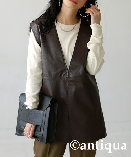 antiqua（アンティカ）の「綿100％生地シンプルニット（ニット/セーター・レディース・グリーン/ブラック/レッド/ダークグレー/ブルー/ライトグリーン/アイボリー・FREE）」の9枚目の写真