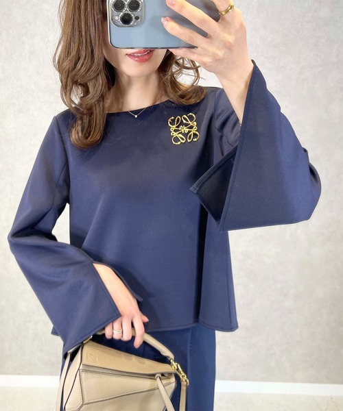 toucher du brise（トゥシェドブリーズ）の「【インフルエンサーyu_koさん】 きれいめ ボートネック トップス 袖 スリット（Tシャツ/カットソー・レディース・ネイビー/カーキ/クリーム・M）」の3枚目の写真