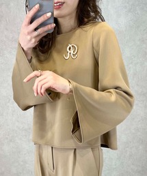 toucher du brise | 【インフルエンサーyu_koさん】 きれいめ ボートネック トップス 袖 スリット(Tシャツ/カットソー)