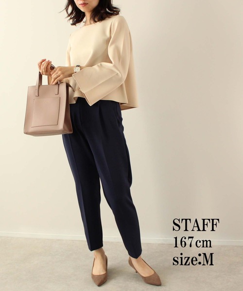 toucher du brise（トゥシェドブリーズ）の「【インフルエンサーyu_koさん】 きれいめ ボートネック トップス 袖 スリット（Tシャツ/カットソー・レディース・ネイビー/カーキ/クリーム・M）」の13枚目の写真