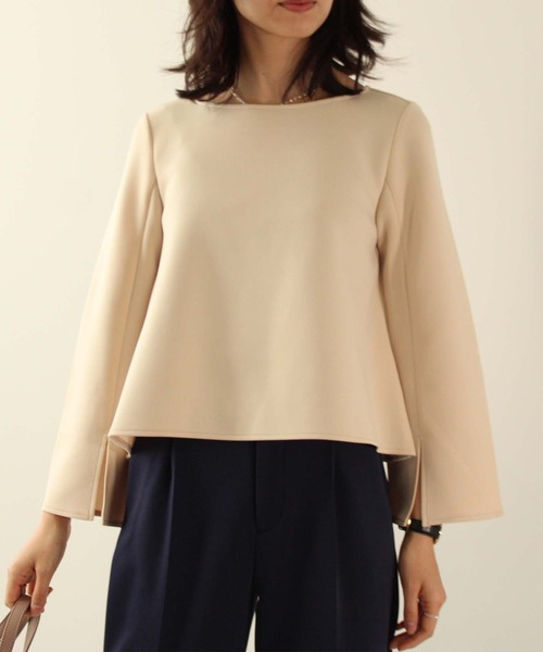 toucher du brise（トゥシェドブリーズ）の「【インフルエンサーyu_koさん】 きれいめ ボートネック トップス 袖 スリット（Tシャツ/カットソー・レディース・ネイビー/カーキ/クリーム・M）」の19枚目の写真