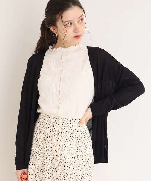 DRESKIP（ドレスキップ）の「◆【接触冷感】さらっと羽織れる便利アイテム！ショート トッパー カーディガン（カーディガン/ボレロ・レディース・オフホワイト/ピンク系/ライトグレー/グリーン/ブラック・03/04/02）」の3枚目の写真