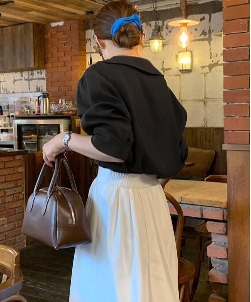 AMELY(エミリー)の「オープンカラーシャツ(シャツ/ブラウス・レディース・グリーン系その他/オフホワイト/ペールイエロー/ブラック・フリー)」の5枚目の写真
