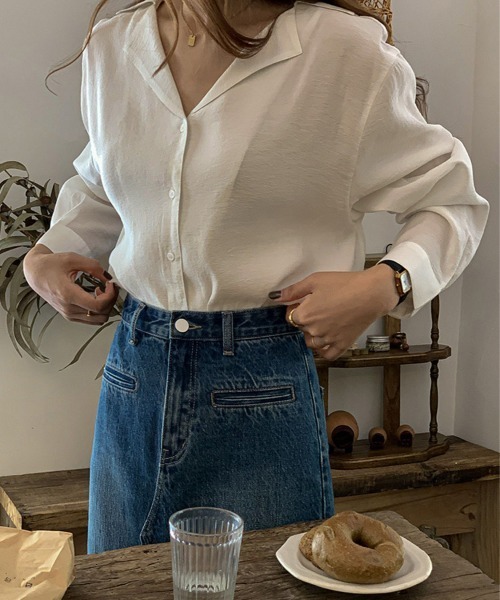 AMELY(エミリー)の「オープンカラーシャツ(シャツ/ブラウス・レディース・グリーン系その他/オフホワイト/ペールイエロー/ブラック・フリー)」の18枚目の写真