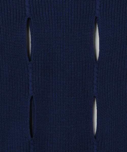 JEANASIS（ジーナシス）の「7Gコットンスリットプルオーバー/191810（ニット/セーター・レディース・ネイビー/オフホワイト/グリーン・FREE）」の8枚目の写真