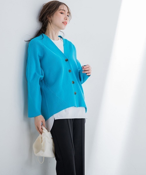 ビッキー VICKY カーディガン 長袖 ウール シンプル チャコールグレー ビッキー VICKY アンサンブルニット 半袖 ニット カーディガン 長袖