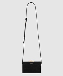 THOM BROWNE | MINI TRUNK CLUTCH W/ SHOULDER STRAP IN PEBBLE GRAIN LEATHER BLACK O/S(ショルダーバッグ)