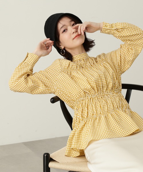 N.（N. Natural Beauty Basic）（エヌエヌナチュラルビューティーベーシック）の「◆シャーリングペプラムブラウス（シャツ/ブラウス・レディース・ブラック系その他/ベージュ系その他/オレンジ・MEDIUM）」の3枚目の写真