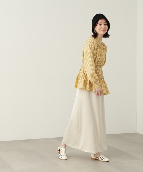 N.（N. Natural Beauty Basic）（エヌエヌナチュラルビューティーベーシック）の「◆シャーリングペプラムブラウス（シャツ/ブラウス・レディース・ブラック系その他/ベージュ系その他/オレンジ・MEDIUM）」の14枚目の写真