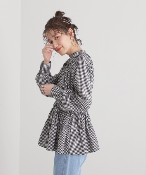 N.（N. Natural Beauty Basic）（エヌエヌナチュラルビューティーベーシック）の「◆シャーリングペプラムブラウス（シャツ/ブラウス・レディース・ブラック系その他/ベージュ系その他/オレンジ・MEDIUM）」の8枚目の写真