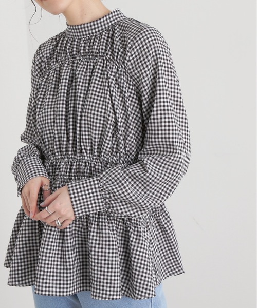 N.（N. Natural Beauty Basic）（エヌエヌナチュラルビューティーベーシック）の「◆シャーリングペプラムブラウス（シャツ/ブラウス・レディース・ブラック系その他/ベージュ系その他/オレンジ・MEDIUM）」の10枚目の写真