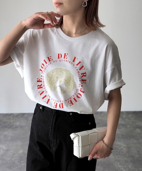 Riberry（リベリー）の「GILDAN DOGサークルロゴプリントT（Tシャツ/カットソー・レディース・グレー系その他/グレー系その他2/ホワイト×グリーン/ホワイト×レッド・LARGE）」の2枚目の写真