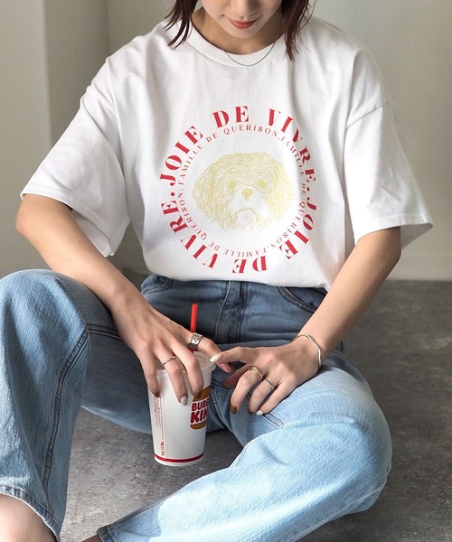 Riberry（リベリー）の「GILDAN DOGサークルロゴプリントT（Tシャツ/カットソー・レディース・グレー系その他/グレー系その他2/ホワイト×グリーン/ホワイト×レッド・LARGE）」の11枚目の写真