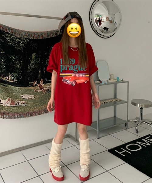 LYEON(リヨン)の「CARプリントBIG Tシャツ(Tシャツ/カットソー・レディース・レッド・FREE)」の18枚目の写真