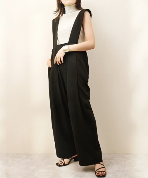 STYLEBLOCK（スタイルブロック）の「ツイルハイウエストサロペット（サロペット/オーバーオール・レディース・アイボリー/ベージュ/ブラック・M）」の3枚目の写真