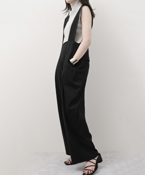 STYLEBLOCK（スタイルブロック）の「ツイルハイウエストサロペット（サロペット/オーバーオール・レディース・アイボリー/ベージュ/ブラック・M）」の7枚目の写真