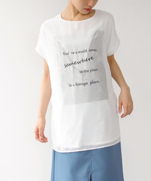 Three Four Time(スリーフォータイム)の「タウン柄3DTシャツ(Tシャツ/カットソー・レディース・オフホワイト/ネイビー/キャメル・FREE)」の5枚目の写真