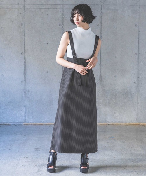 PAGEBOY（ページボーイ）の「ビスチェ×スカートSET（ワンピース・レディース・ブラック/グレイッシュベージュ/ストライプ・FREE）」の11枚目の写真