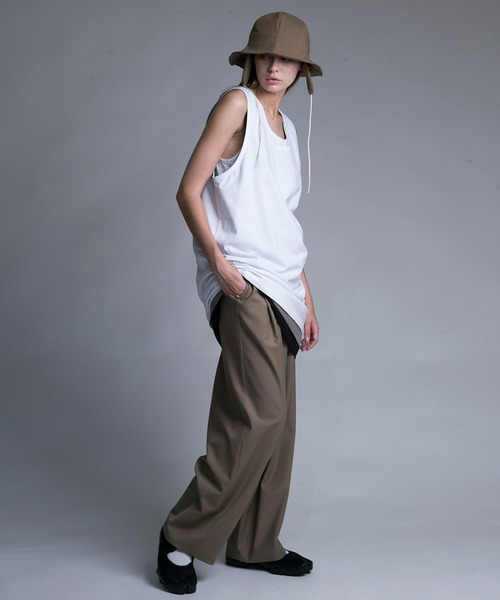 my beautiful landlet（マイビューティフルランドレット）の「【my beautiful landlet】 MERCERIZATION JERSEY BIG TANK TOP（タンクトップ・メンズ・グリーン/ベージュ/ブラック/ホワイト・FREE）」の9枚目の写真