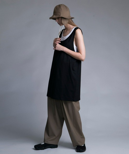 my beautiful landlet（マイビューティフルランドレット）の「【my beautiful landlet】 MERCERIZATION JERSEY BIG TANK TOP（タンクトップ・メンズ・グリーン/ベージュ/ブラック/ホワイト・FREE）」の5枚目の写真