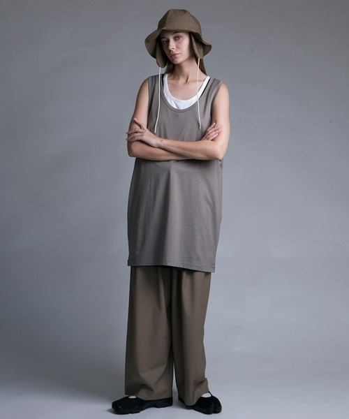 my beautiful landlet（マイビューティフルランドレット）の「【my beautiful landlet】 MERCERIZATION JERSEY BIG TANK TOP（タンクトップ・メンズ・グリーン/ベージュ/ブラック/ホワイト・FREE）」の8枚目の写真