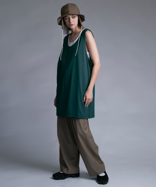 my beautiful landlet（マイビューティフルランドレット）の「【my beautiful landlet】 MERCERIZATION JERSEY BIG TANK TOP（タンクトップ・メンズ・グリーン/ベージュ/ブラック/ホワイト・FREE）」の11枚目の写真