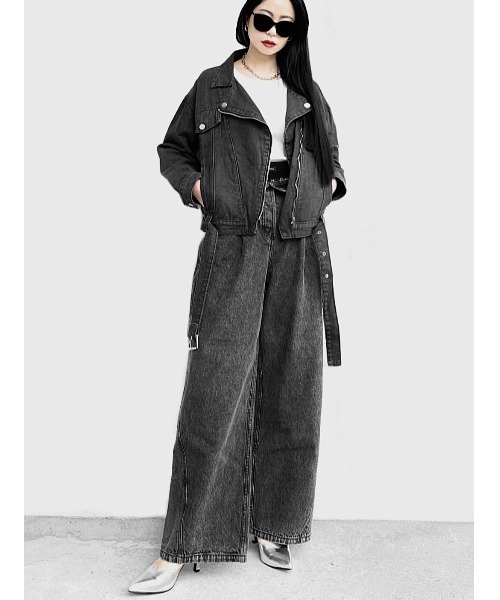 LVEU.（ラブユ.）の「Denim riders jacket / デニムライダースジャケット(Ai select)（ライダースジャケット・レディース・ブラック・FREE）」の6枚目の写真