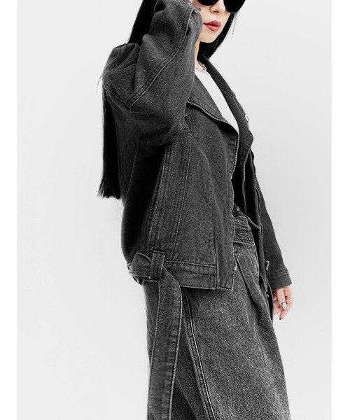 LVEU.（ラブユ.）の「Denim riders jacket / デニムライダースジャケット(Ai select)（ライダースジャケット・レディース・ブラック・FREE）」の8枚目の写真