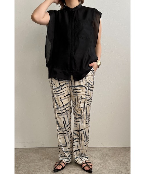 palm RICHE(ポームリシュ)の「ペイントプリントリラックスパンツ(その他パンツ・レディース・ブラック/オフホワイト・M)」の9枚目の写真