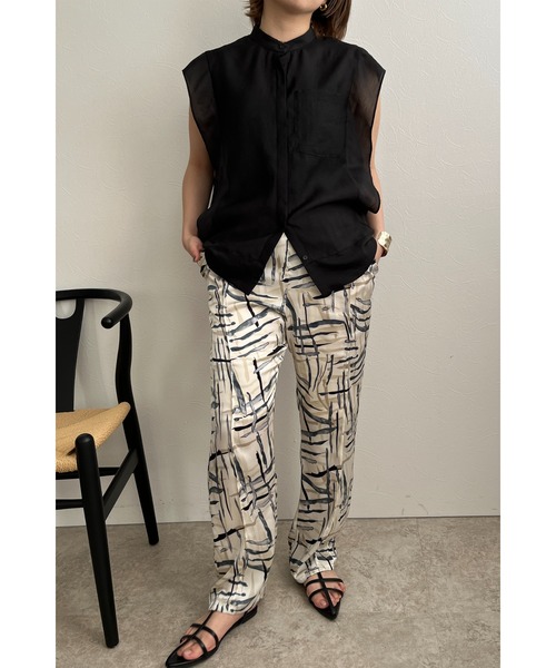palm RICHE(ポームリシュ)の「ペイントプリントリラックスパンツ(その他パンツ・レディース・ブラック/オフホワイト・M)」の6枚目の写真