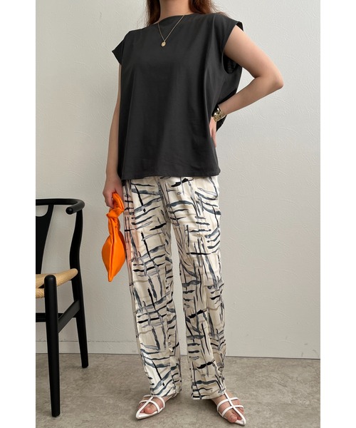 palm RICHE(ポームリシュ)の「ペイントプリントリラックスパンツ(その他パンツ・レディース・ブラック/オフホワイト・M)」の4枚目の写真