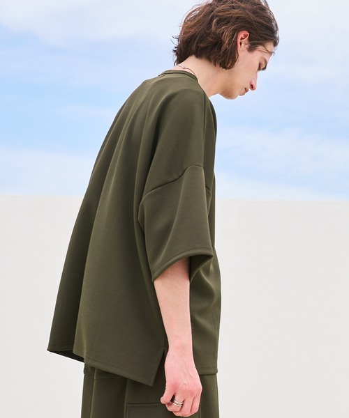 EMMA CLOTHES(エマクローズ)の「【セットアップ】カノコダブルフェイスクルーTシャツ&ワイドカーゴショートパンツ EMMA CLOTHES(セットアップ・メンズ・ブラック/オリーブ/チャコール/ダークグリーン・S/L/M)」の11枚目の写真