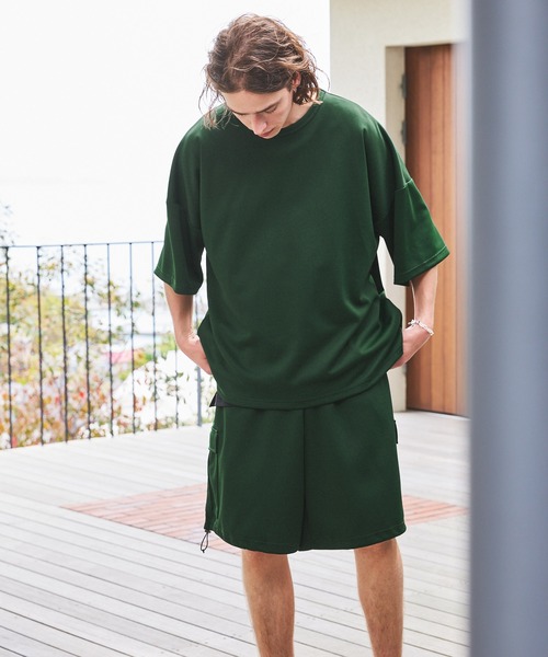 EMMA CLOTHES(エマクローズ)の「【セットアップ】カノコダブルフェイスクルーTシャツ&ワイドカーゴショートパンツ EMMA CLOTHES(セットアップ・メンズ・ブラック/オリーブ/チャコール/ダークグリーン・S/L/M)」の18枚目の写真