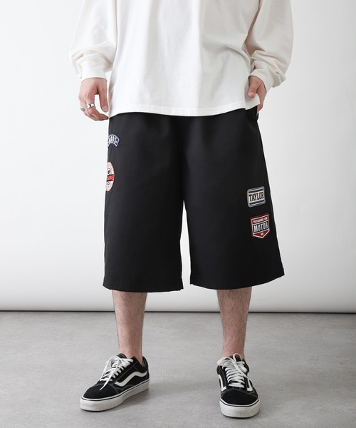 ZIP FIVE（ジップファイブ）の「【ZIP FIVE】 ツイル ＆ デニム ワッペン付 ワイド イージー ハーフパンツ（チノパンツ・メンズ・ブルー/カーキ/アイボリー/ブラック/ベージュ/ネイビー/ストライプ/グリーン系・MEDIUM/LARGE/X-LARGE）」の4枚目の写真