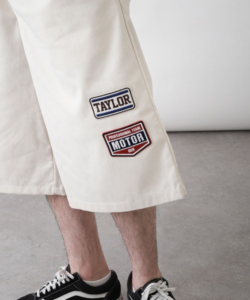 ZIP FIVE（ジップファイブ）の「【ZIP FIVE】 ツイル ＆ デニム ワッペン付 ワイド イージー ハーフパンツ（チノパンツ・メンズ・ブルー/カーキ/アイボリー/ブラック/ベージュ/ネイビー/ストライプ/グリーン系・MEDIUM/LARGE/X-LARGE）」の15枚目の写真