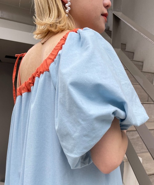 HELLO.SANFRANCISCO（ハローサンフランシスコ）の「【HELLO.SANFRANCISCO/ハローサンフランシスコ】2WAYワンショルダー配色ステッチワンピ（ワンピース・レディース・ブルー/イエロー・FREE）」の22枚目の写真