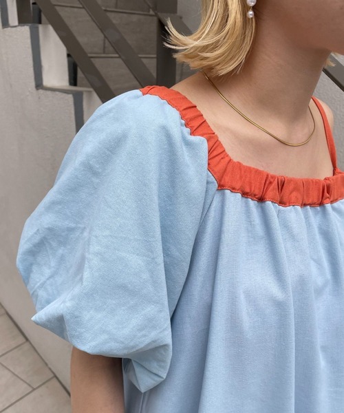 HELLO.SANFRANCISCO（ハローサンフランシスコ）の「【HELLO.SANFRANCISCO/ハローサンフランシスコ】2WAYワンショルダー配色ステッチワンピ（ワンピース・レディース・ブルー/イエロー・FREE）」の21枚目の写真